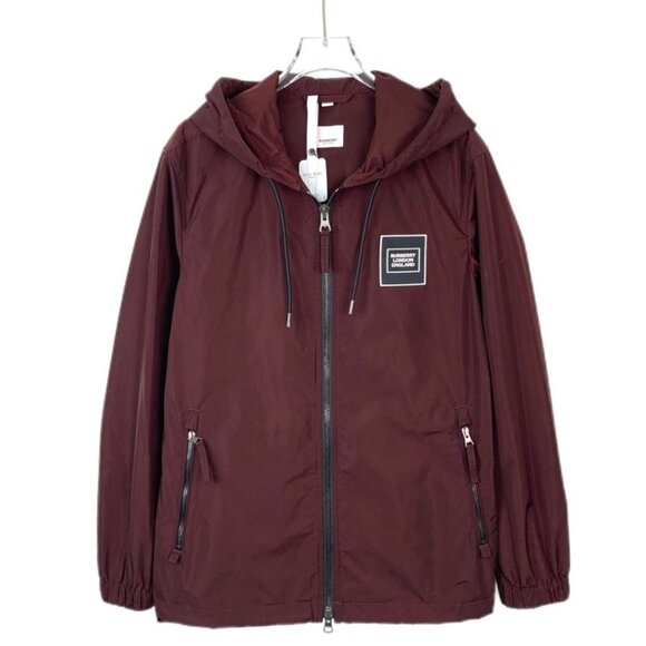 Burberry London England Mens Hooded Burgundy Windbreaker